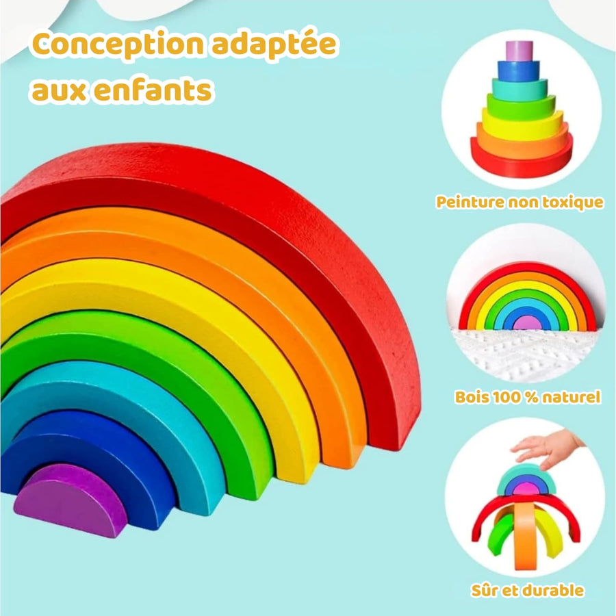 Arc en ciel Montessori en bois - 7 pièces