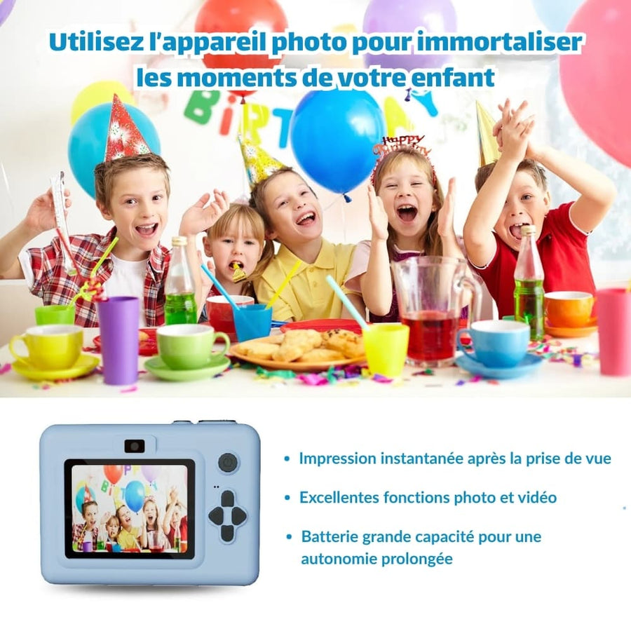 Appareil photo instantané pour enfants – imprimante intégrée et écran LCD