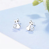 Boucles d’oreilles chat argenté pour petites filles