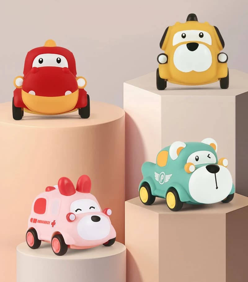 Voiture jouet Montessori en caoutchouc pour enfants