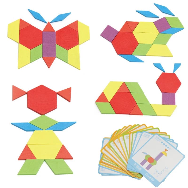Jeux Montessori Puzzle en bois pour apprendre les formes pour enfants 155pcs