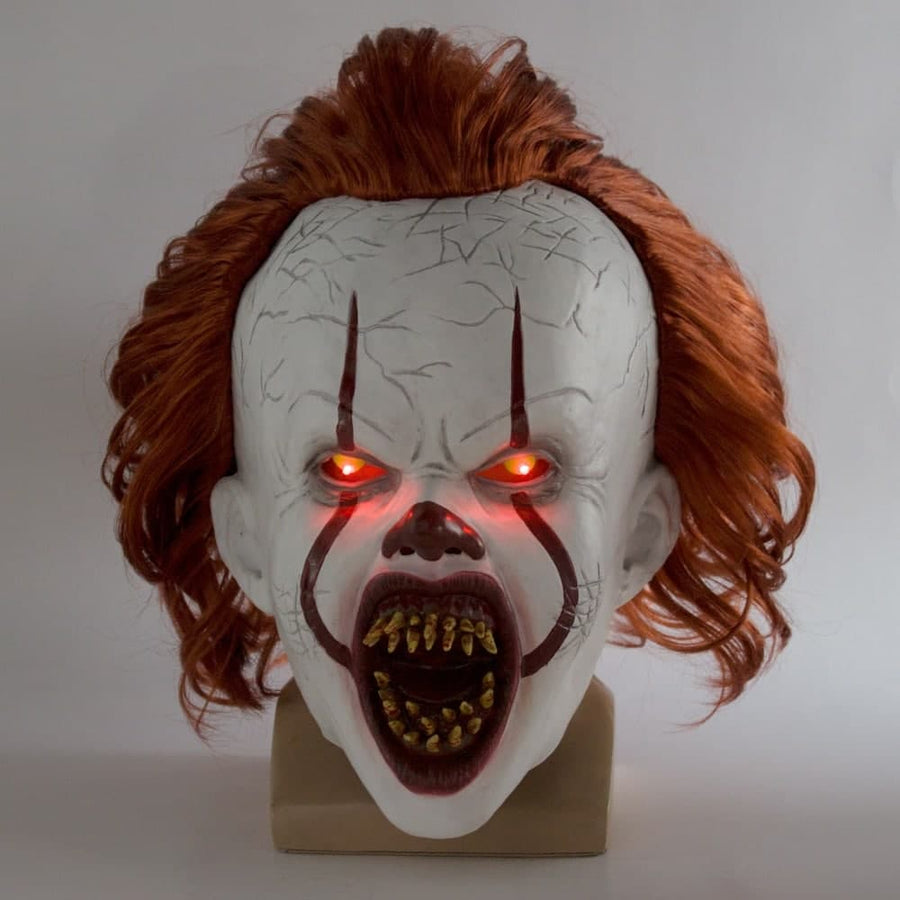 Masque clown tueur avec yeux rouges LED