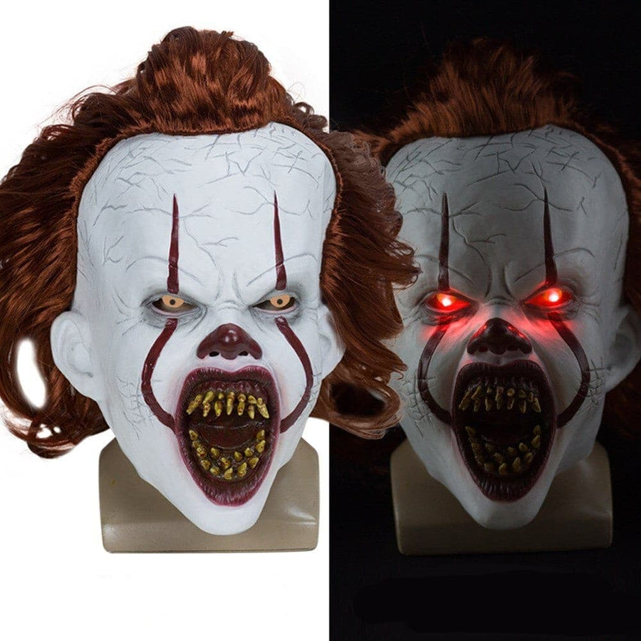 Masque clown tueur avec yeux rouges LED