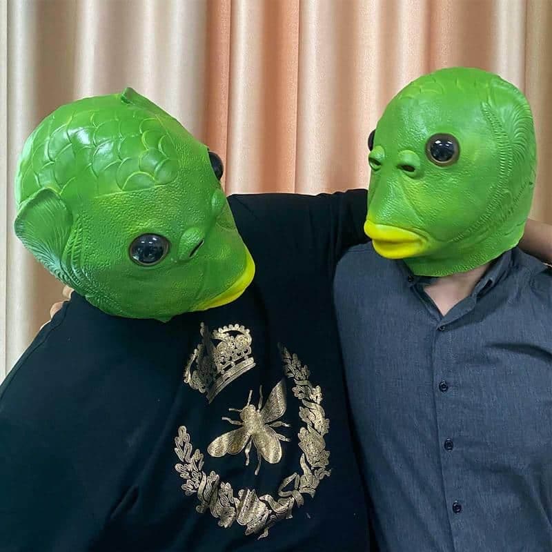 Déguisement masque halloween de poisson vert
