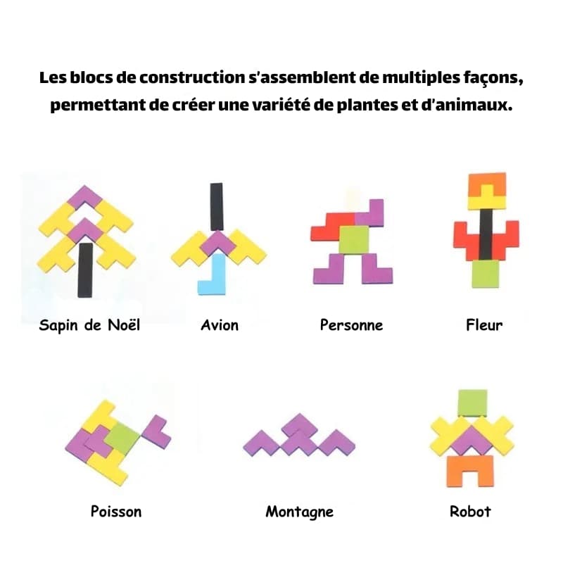 Puzzle en bois 3D coloré