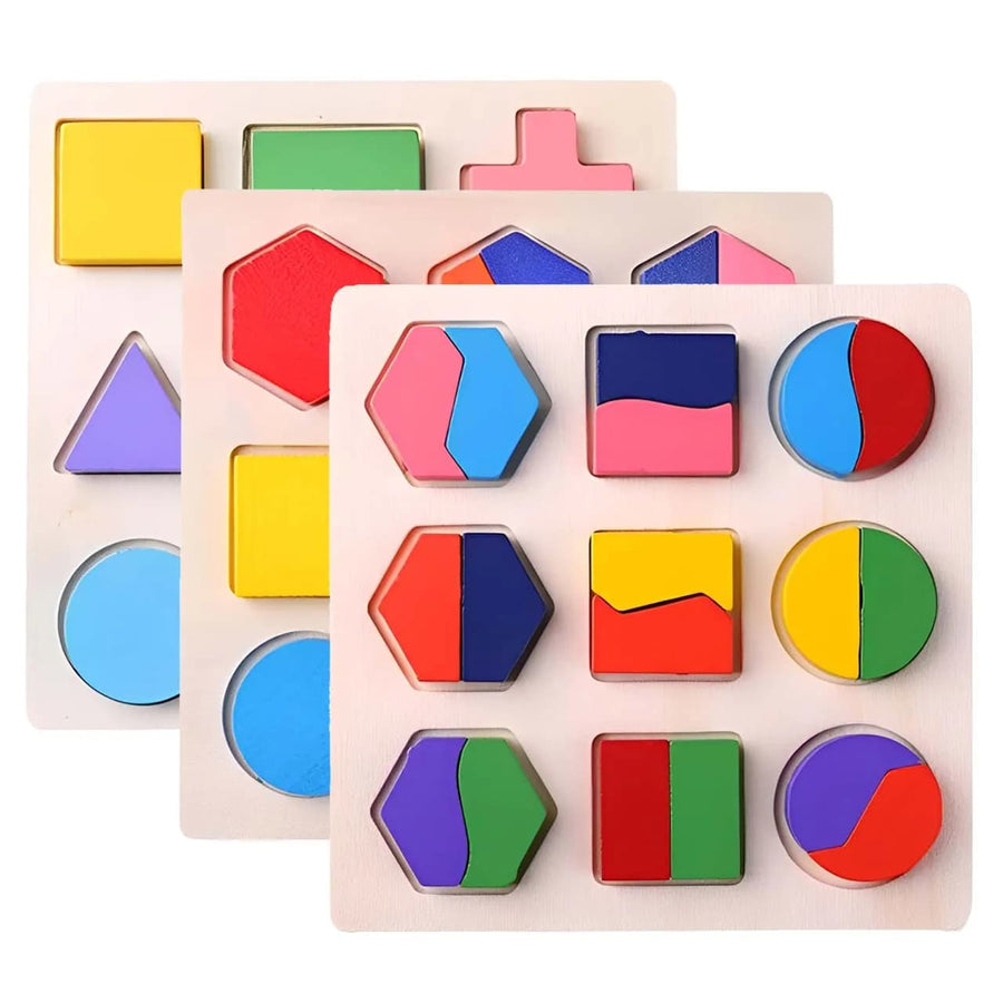 Puzzle en bois en forme géométrique