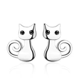 Boucles d’oreilles chat argenté pour petites filles