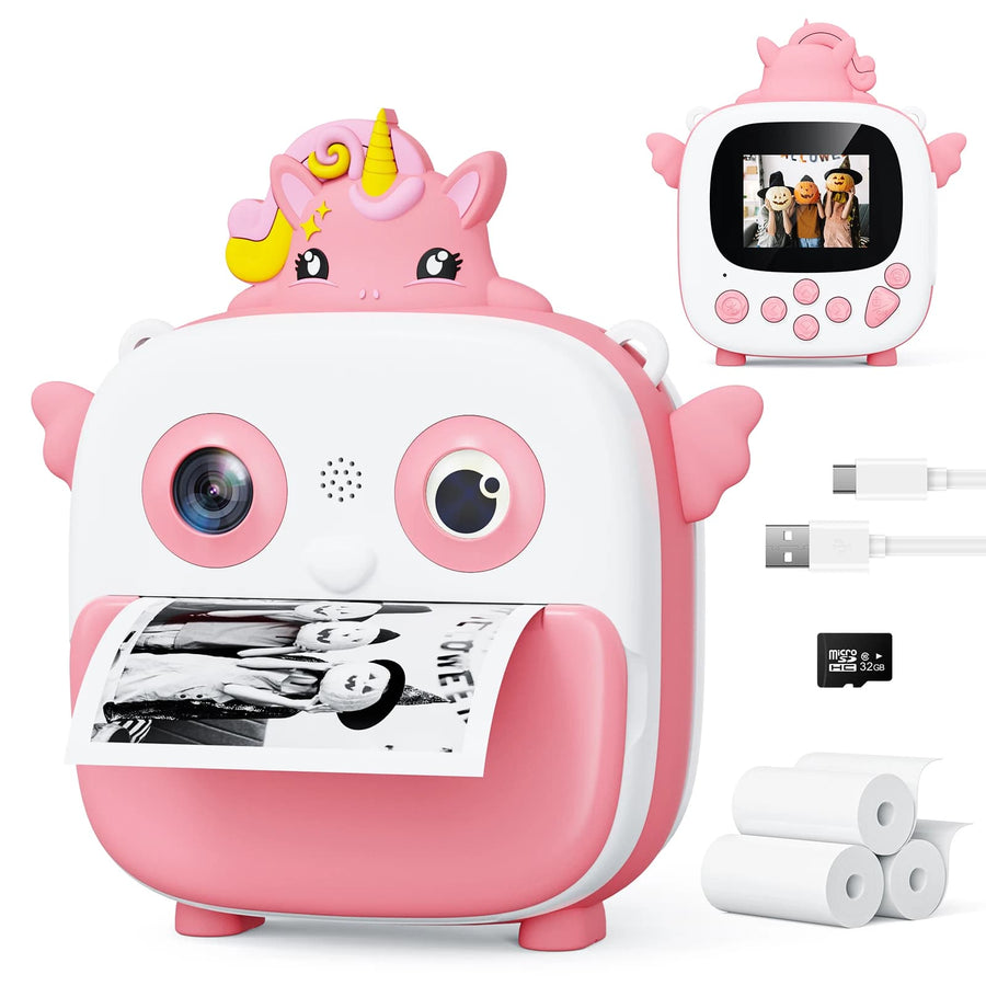 Appareil photo instantané enfant 1080P avec impression et carte 32 Go