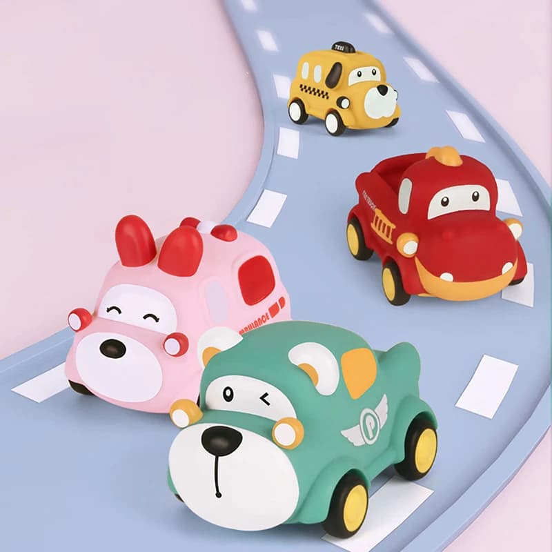 Voiture jouet Montessori en caoutchouc pour enfants