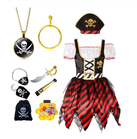 Déguisement pirate et ses nombreux accessoires pour fille